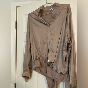 Nude silk style blouse